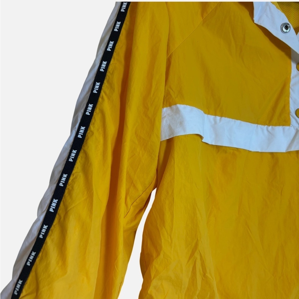 Pink Victoria's Secret Quarter Zip Pullover Hooded Windbreaker Jacket Yellow XS - Picture 3 of 7
